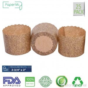 Paper Muffin Cupcake Mold Disposable Baking Cup Panettone paper mold 25ct non-stick paper All Natural FDA Approved Providing a Beautiful Display for Serving Baked Goods (2-3/4 x 2”) - B078YYKT2J